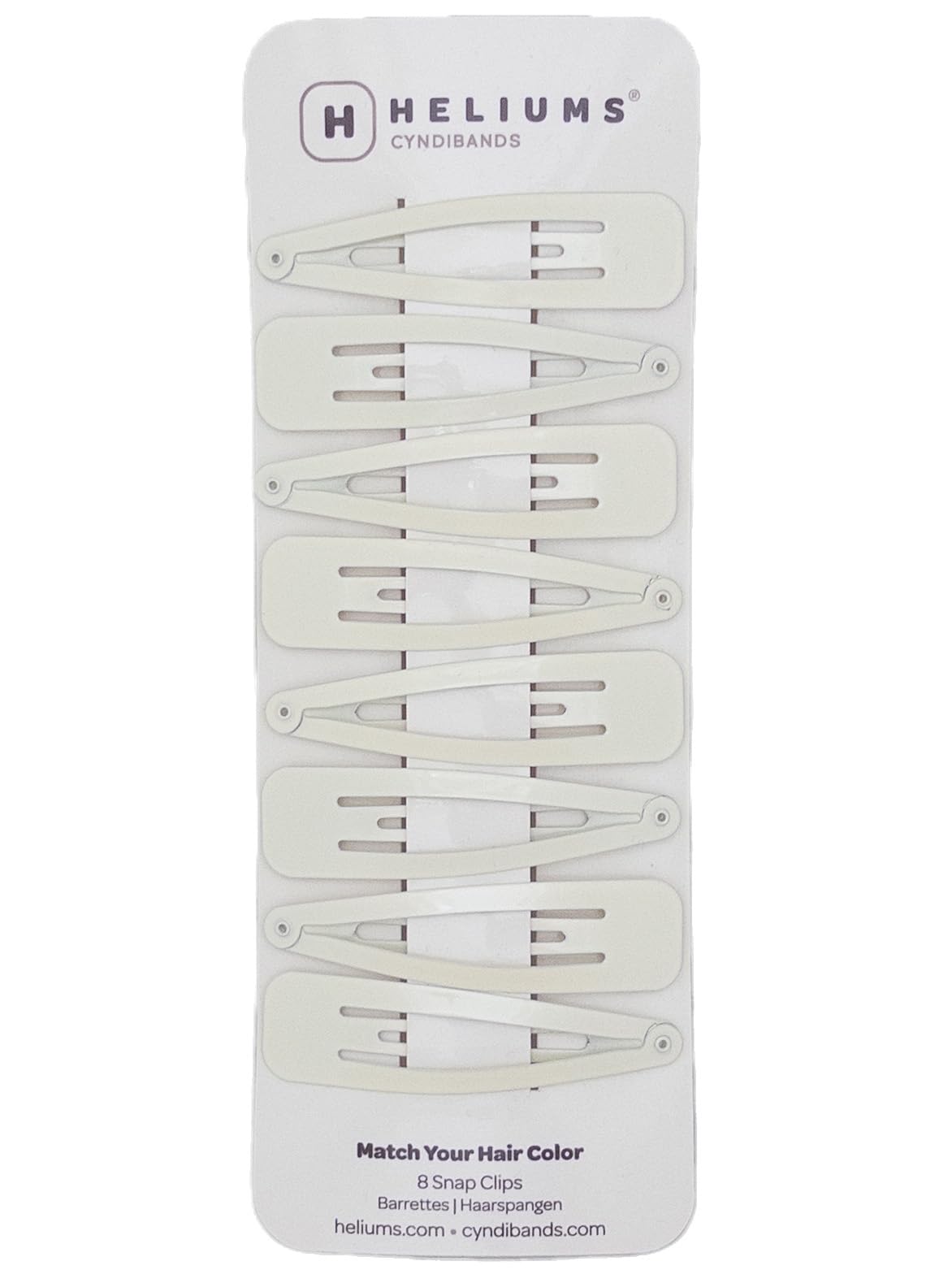 Heliums Large Snap Clips, Platinum Off-White Metal 6.8cm Hair Barettes for Women, Metallic Finish Blends with Hair Color - 8 Count