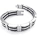 KONOV Mens Stainless Steel Bracelet, Biker Link Cuff Bangle, Black Silver