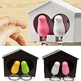 Bhbuy Lover Sparrow Birdhouse Keychain Home Wall Hook Bird Nest Holder Key Ring New (White birdhouse)