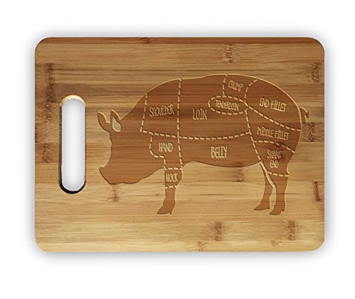 Pork Pig Meat Map Laser Engraved Bamboo Cutting Board - Wedding, Housewarming, Anniversary, Birthday, Holiday, Gift