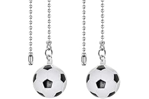 AOPROFREE Ceiling Fan Pull Chain 12 inch Pull Chain Extension Fan Chain Extender Ceiling Fan Pulls Ornament with Ball Fan Chain Connector for Lighting Fans, 2 PACK (SOCCER BALL)
