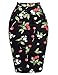 Slim Hip Package Dress Skirt for Women Midi 50's Hepburn Style Classic (M) Floral Black