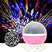 Star Projector Constellation Rotation Night Light Rechargeable Galaxy Light LED Bedroom Lamp with Music (Pink)