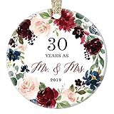2019 Christmas Ornament Present Special 30th Wedding Anniversary Husband & Wife Married Thirty 30 Years Lovely Ceramic Holiday Tree Decoration Keepsake Gift Porcelain 3
