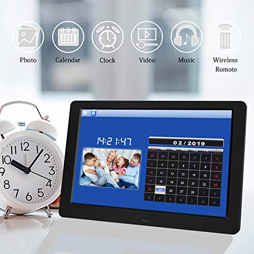 TENSWALL Digital Photo Frame, 10.1 inch Digital Picture Frame with Background Music, 1080P Video HD 1280x800 16:10 IPS Screen, Support 32GB USB Drives/SD Card, Remote Control -Black - Thumbnail 3