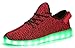Mohem Men's & Women's Unisex Sneakers 7 Colors LED Shoes Luminous Flashing Sneakers Usb Charging Light Shoes Colorful Glowing Casual Flat Shoes(16804Red46)