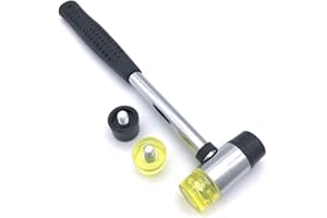 MIKMAYTOO Small Plastic and Rubber Hammer with 2 Head Tip for Jewelers Kid or women Double-Faced Rubber Soft Head Hammer for Jewelry Leather Wood Usage or Light Tapping Work Lightweight (1, Small)