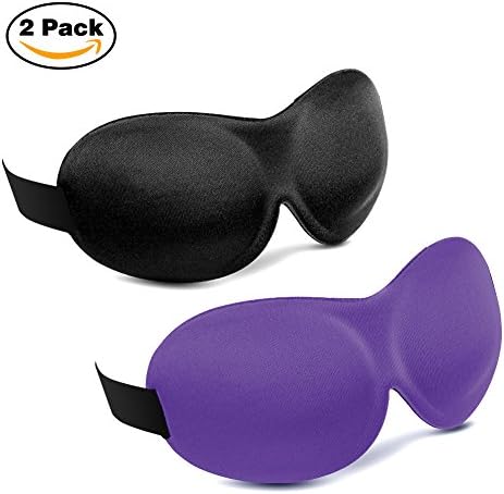 Nelipo Sleep Masks Blindfold,2 Pack 3D Eye Mask for Sleeping Night Eyeshades Blinder,Eye Cover for Travel(Purple &amp; Black)