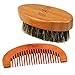 Breett Beard Wooden Comb Kit and Boar Bristles Beard Brush for Men Beard and Mustache