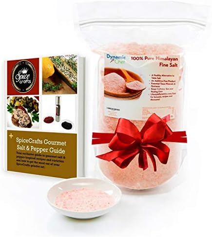 Pure Himalayan Salt by Dynamic Chef, Pink Salt, Essential Trace Minerals, Plus RECIPE EBOOK (Fine Salt)