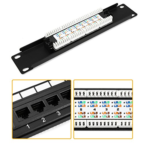 uxcell 8 Ports Cat5e 1U 10inch Unsheilded RJ45 IDC Rackmount mini Patch Panel Black