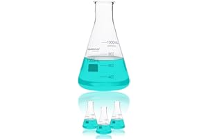 LABINVO 1000ML Glass Erlenmeyer Flask, Narrow Mouth Graduated Conical Flask with Marking Spot, 3pcs of 3.3 Borosilicate Glass Flask Set, IN-EFN1000