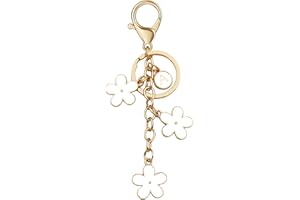 TTYY Cute Initial Letter Keyring for Women Girls Nice Flower Keychains for Handbag Backpack