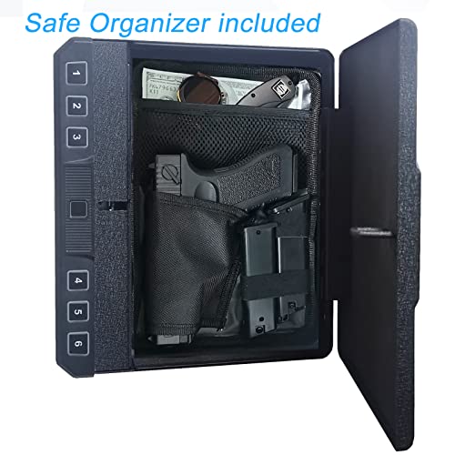 Biometric Gun Safe for Pistols, Wall Mounted Fingerprint Handgun Safe Lock Box for Bedside Car