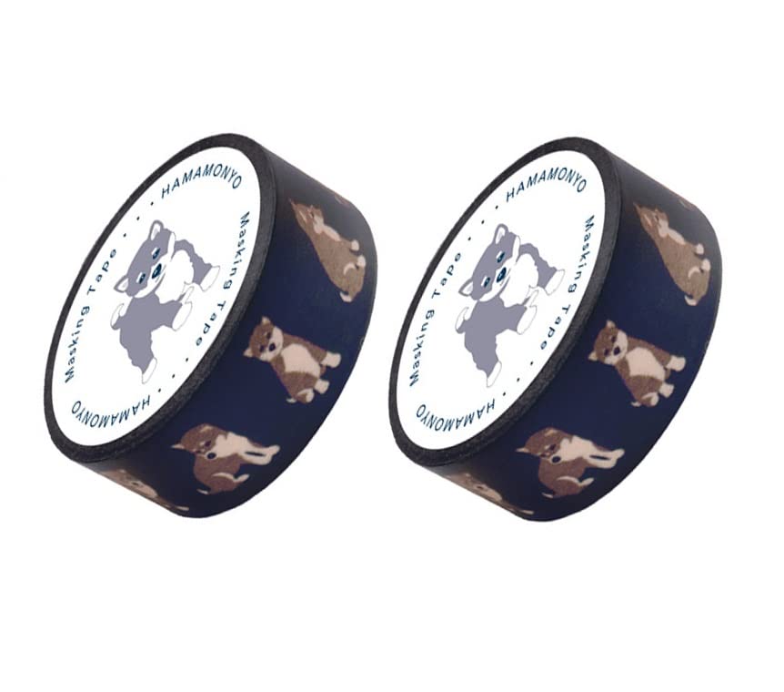 hamamonyo Shiba Inu Decorative Washi Tape Set of 2 Rolls(Japan Import)