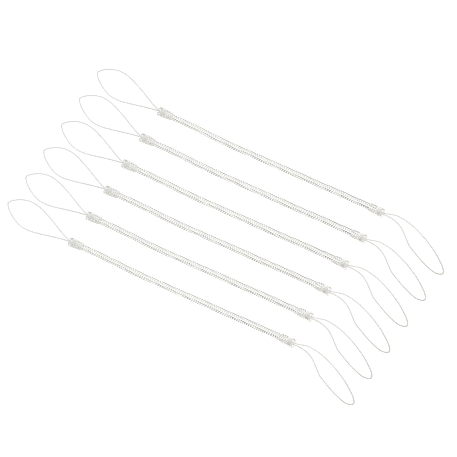 PATIKIL 6" Retractable Spring Coil Strap, 6 Pcs Thin Plastic Spiral Stretchy Key Holder Lanyard Cord for Key ID Passes Tags, Transparent