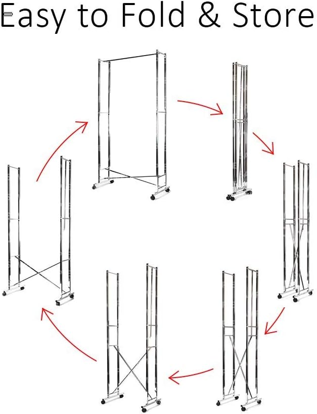 Folding Clothes Rail, Strong & Lightweight, Commercial Quality - Easy to Fold from Pristine®, Silver, 89cm x 173cm - Image 3