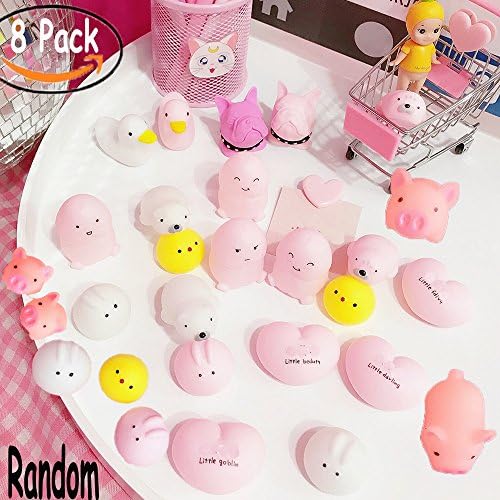 Casual Mochi Squishys Toys, Creative Funny Vent Toy Cute Pink Mini Mochi Squishys Animals Stress Reliever Anxiety Squishys Pinch bb Called Toy Students Supplies Girl (8)