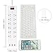 3 USB Surge Protector with 12 Outlets Flat Plug Power Strips, 6 Feet Extension Cords with 5V/3.1A 15AMP and 1700 Joules for Protect Electricity and Smart Phone Charging by JF.EGWO, White