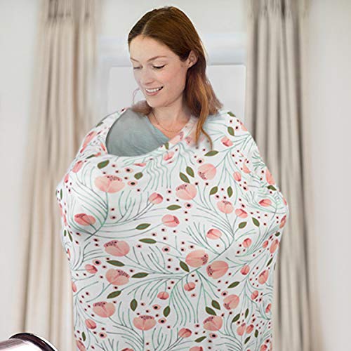Nursing Cover Multi Use 8 in 1 Baby Breastfeeding Infant Feeding Cover Baby Car Seat Covers Infant Stroller Cover Carseat Canopy Breathable with Free Matching Pouch