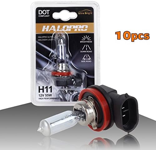 Partsam 10pcs HaloPro High performance Halogen bulb H11 for Low Beam/ Fog driving light/ Daytime Running light DRL Perfectly replace OE bulb