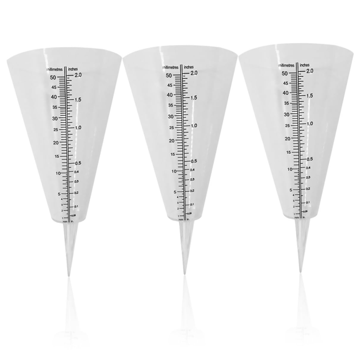 KITANDOVE 3Pcs Cone-shaped Rain Gauge Clear Outdoor Rain Measuring Cup for Accurate Rainfall Measurement for Lawn and Garden Use