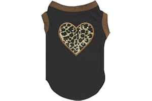 Petitebella Leopard Heart Puppy Dog Shirt (Black, X-Small)