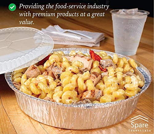 45 Pack - 9 Inch Round Aluminum Pans, with Clear Plastic Lids. Round Tins for Baking and Food Transport. Round Foil Pans. Pie Tins Perfect for Pies, Quiche, Nachos and Pastries by Spare Essentials - Thumbnail 5