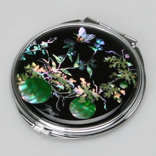 Mother of Pearl Watermelon Design Vanity Makeup Double Compact Cosmetic Makeup Purse Mirror