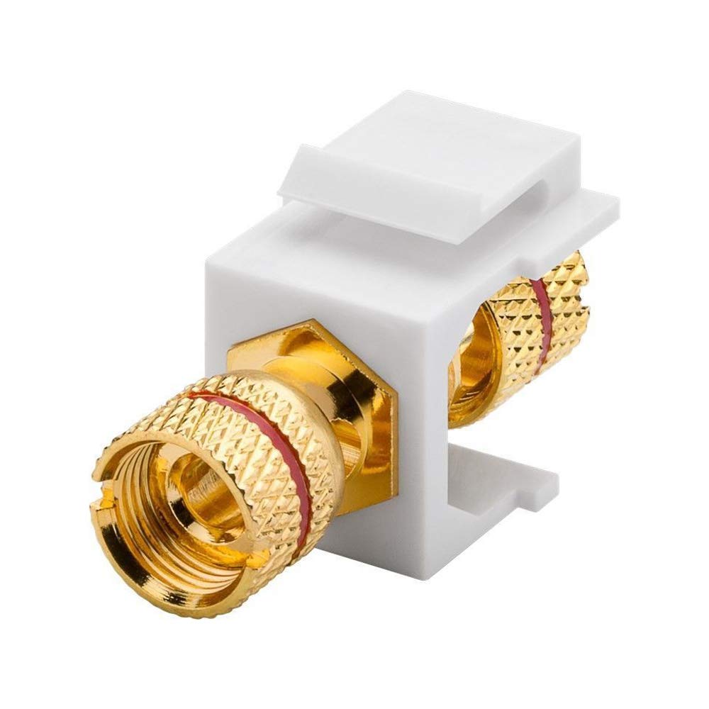 goobay 79484 Keystone Module Speaker/Pole Clamp to Threaded Female/Banana Socket for Speaker Cable/Snap-in System / 16.2 mm/Red