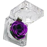 jojofuny Preserved Rose in Glass Dome with Ribbon Decoration Eternal Flower Box for Valentine S Day Anniversary Birthday Home D Cor