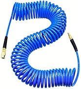 Air Compressor Hose Kit YOTOO Polyurethane Recoil Air Hose, Air Compressor Hose 1/4\" Inner Diameter By 25' Long With Bend Restrictor, 1/4\" Industrial Quick Coupler And Plug, Red Airbrush Compressor