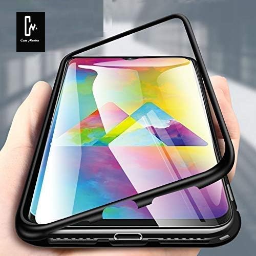 Casemantra® Super Ultra Slim Magnetic Flip with Metal Frame and Tempered Glass Cover for Samsung Galaxy A50 (Black)