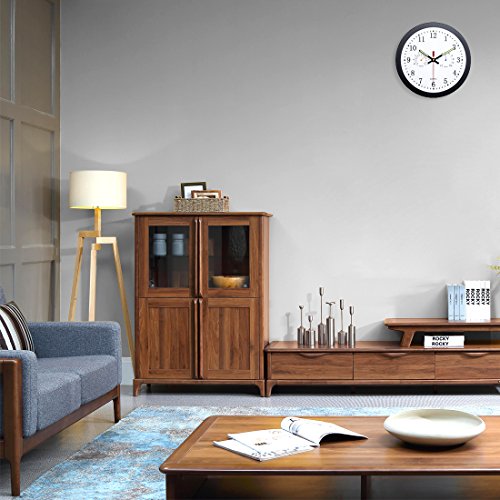 Petforu 12-Inch Night Light Wall Clock Grow-in-The-Dark Temperature Humidity Monitor Clock Specialty (Black)