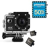 FREDI Action Camera 4K WIFI Sports Action Camera Ultra HD Waterproof DV Camcorder 16MP 170 Degree Wide Angle with Portable Package(without SD card)