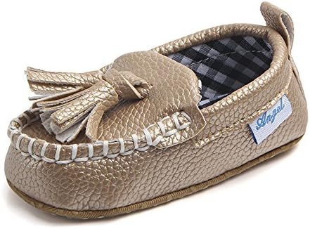 Lidiano Baby Boys Girls Soft Sole Flats Slippers Loafers Toddler Crib Shoes (12-15 Months, Gold)