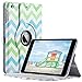 ULAK iPad Mini Case,iPad Mini 2 Case,iPad Mini 3 Case, 360 Degree Rotating Synthetic Leather Stand Case Cover for Apple iPad Mini 1/2/3 (7.9-inch) with Auto Sleep/Wake Function(Wave-Blue/Green)
