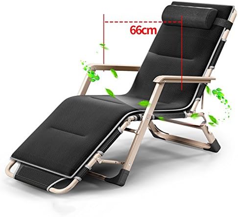 ZHIRONG Sun Loungers Balcony Chairs Fold Siesta Chair Summer Beach Chair Adjustable Armchair Portable Garden Chair Removable Cushion (Color : Black)