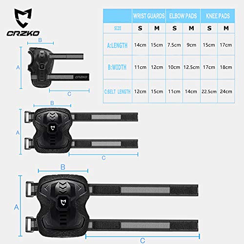 image for CRZKO Kids/Youth Protective Gear, Knee Pads and Elbow Pads with Wrist 