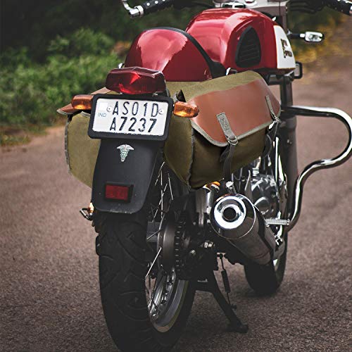 Jolitac Motorcycle Saddle Bag Large Capacity Canvas Panniers Bags for Bicycle Bike Motor Rear Seat Carrier Bag Army Green Two Side Saddlebags