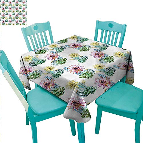 RenteriaDecor Patterns Tablecloths Cactus for Square Tables Mexican Plant Cactus 60"x60"