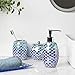 4-Pieces Bathroom Accessory Set Bright-Colored Mosaic Glass Bath Ensemble-Lotion Dispenser/Toothbrush Holder/Cotton Jar/Vanity Tray (Blue)