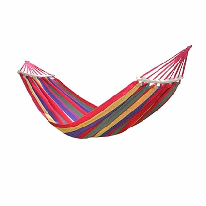 Cotton Striped Foldable Hammock (for Single Person)/Hanging Bed for Camping & Outdoor Activities (197 cm x 80 cm)