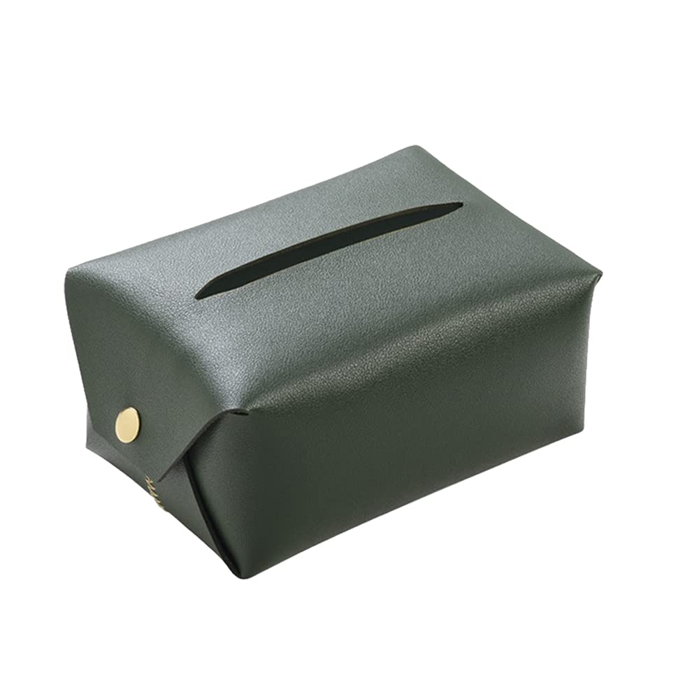 Green Leather Tissue Box Holder Rectangular Tissue Box Cover Dispenser for Car, Home, Bathroom, Bedroom, Office, Night Stands, Desks and Tables
