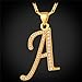 U7 Alphabet Initial Jewelry Women Girls Necklace with Letter A to Z Stainless Steel / 18K Gold Plated CZ Crystal or Statement Sideways Initials Choker Pendant Necklace, Gift Box Packed