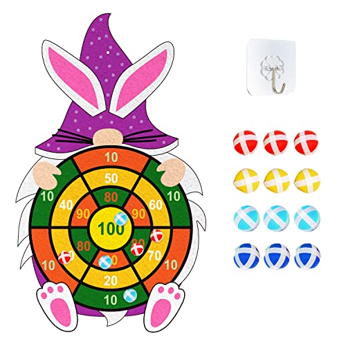 Easter Theme Dart Board Game Set, Gnome Party Board Games with 12 Stick