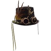 GRACEART Unisex Steampunk Top Hats with Goggles for Women Men