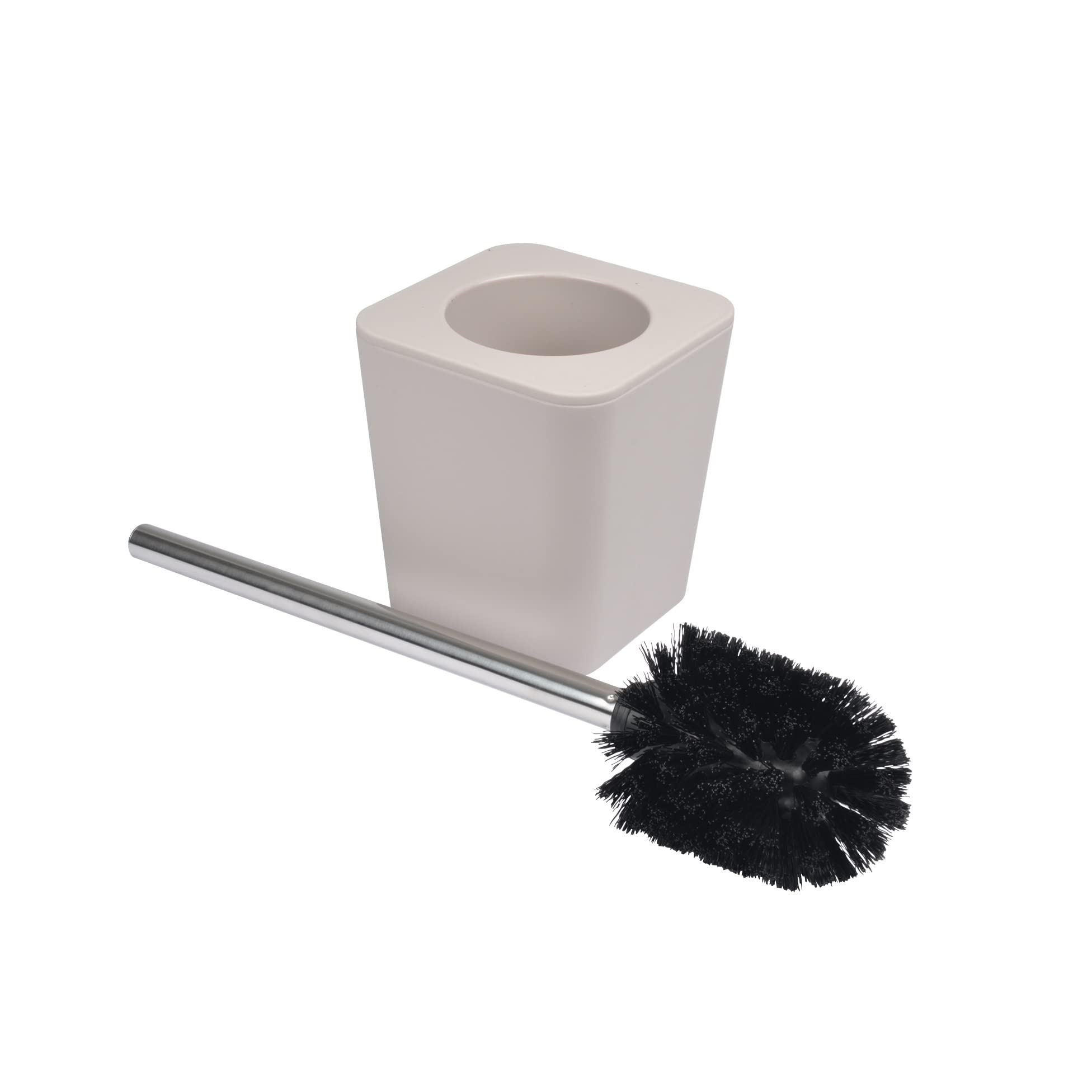 Douceur d'Intérieur Soft Touch Toilet Brush Holder, 11.5 x 11.5 x 5.5 cm taupe