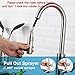 FORIOUS Touch Kitchen Faucets with Pull Down Sprayer, Kitchen Sink Faucet with Pull Out Sprayer, Fingerprint Resistant, Single Hole Deck Mount, Single Handle Copper Kitchen Faucet, Brushed Nickel
