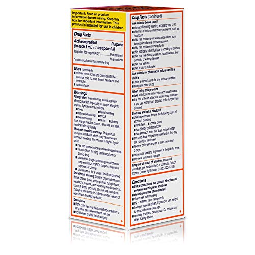 Children's Motrin Oral Suspension, Pain Relief, Ibuprofen, Bubble Gum Flavored, 4 Oz